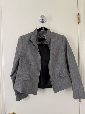 Banana Republic Gray Herringbone Cropped Blazer